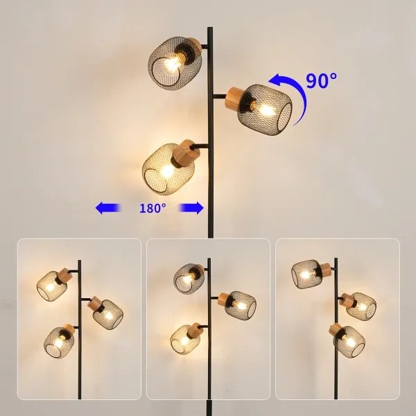 Brilagi - Állólámpa BASKLITE 3xE27/15W/230V fa/fekete