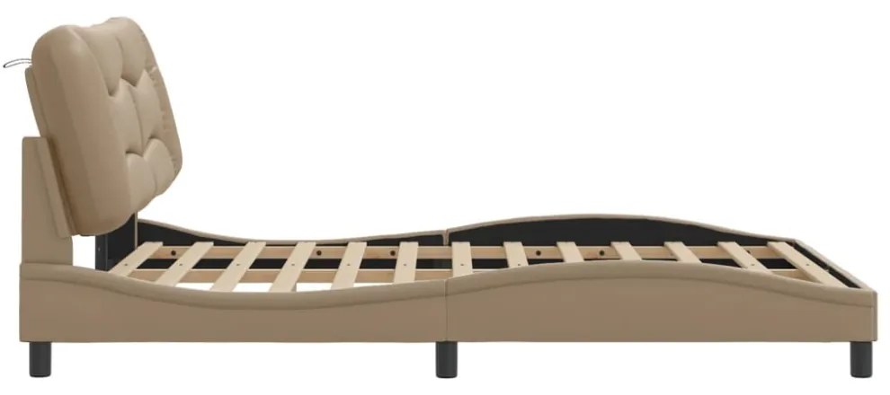 cappuccino színű műbőr ágykeret matrac nélkül Hvar 140x190 cm
