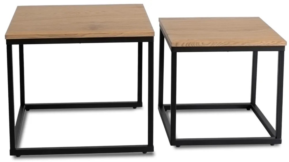 Zestaw Stolików CARMI Dąb Złoty/Czarny