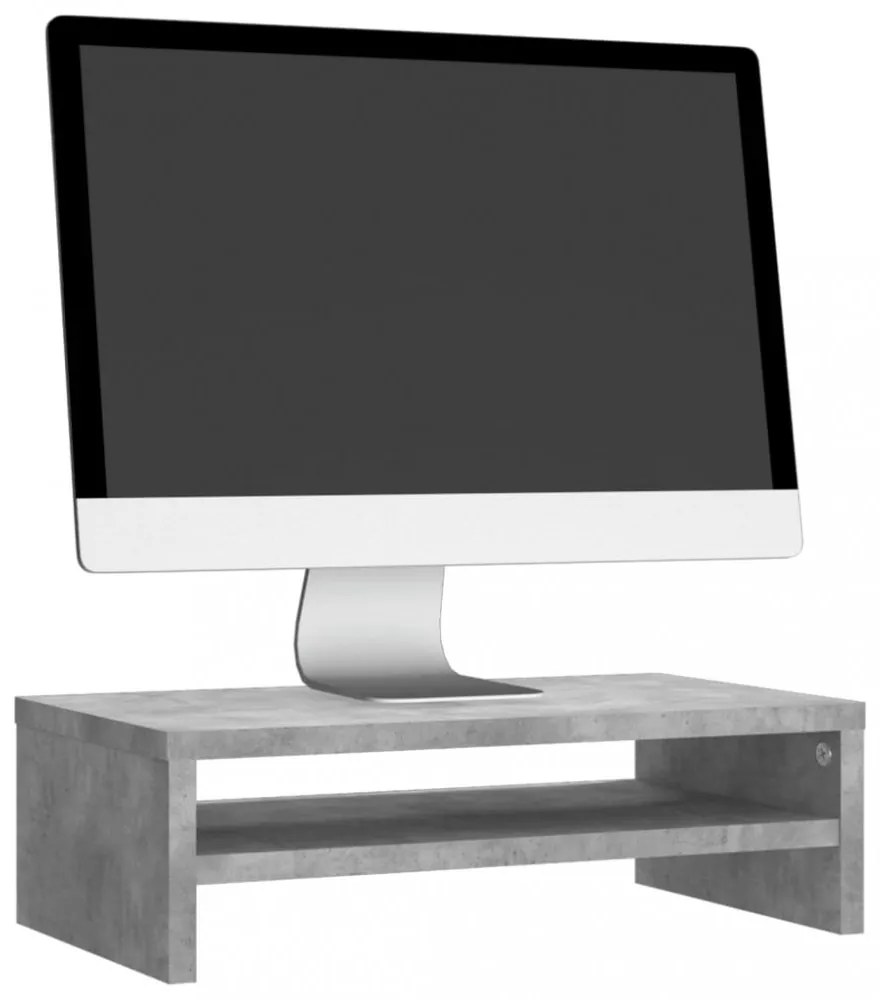betonszürke szerelt fa monitorállvány 42 x 24 x 13 cm