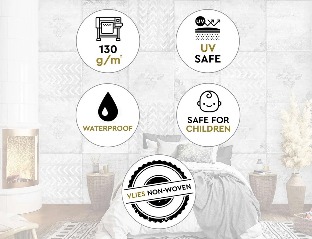 Gario Fotótapéta Minimalista csempe szürke színben Anyag: Vlies, Méret: 250 x 175 cm