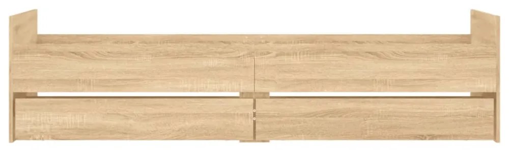 sonoma tölgy színű műfa ágykeret fiókokkal 100 x 200 cm