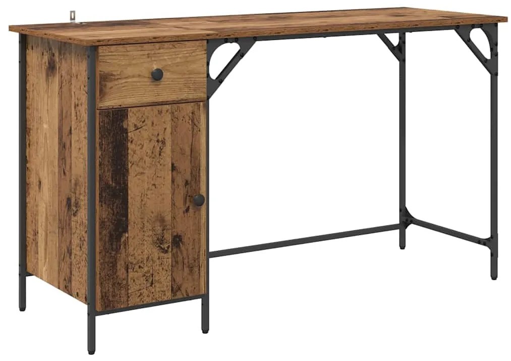 Számítógépes asztal fiókkal Öreg fa 131 x 48 x 75 cm Faanyag