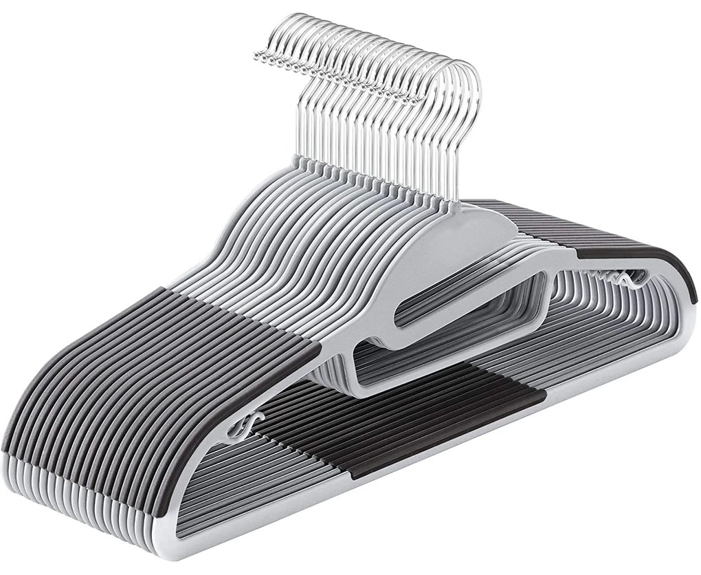 20 db-os vállfák, prémium műanyag ruhaakasztók, világos és sötétszürke