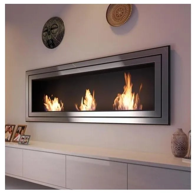 Kratki JULIET/1800/TUV - Beépíthető BIO kandalló JULIET 65x180 cm 3x2,5kW króm