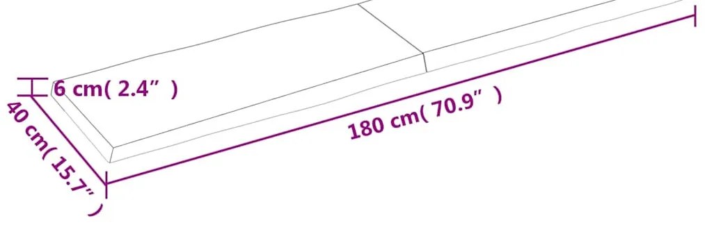 kezeletlen tömör fa asztallap 180x40x(2-6) cm