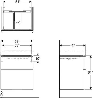 Geberit 500.352.00.1 - Smyle Square mosdó alatti szekrény, 61,7x58,4 cm, fehér