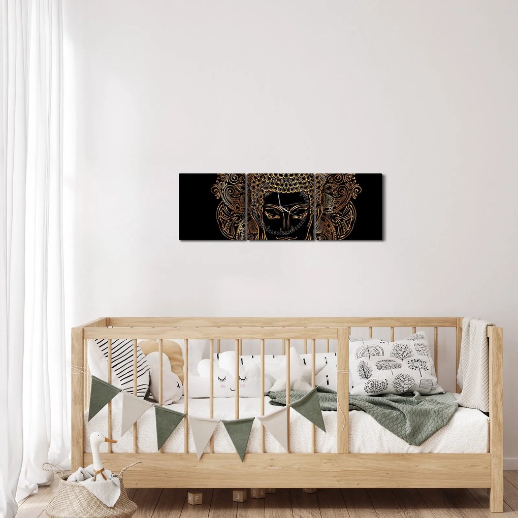 Arany Buddha képe (órával) (90x30 cm)