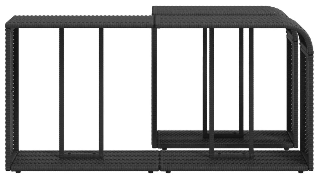 2 db fekete polyrattan tárolópolc