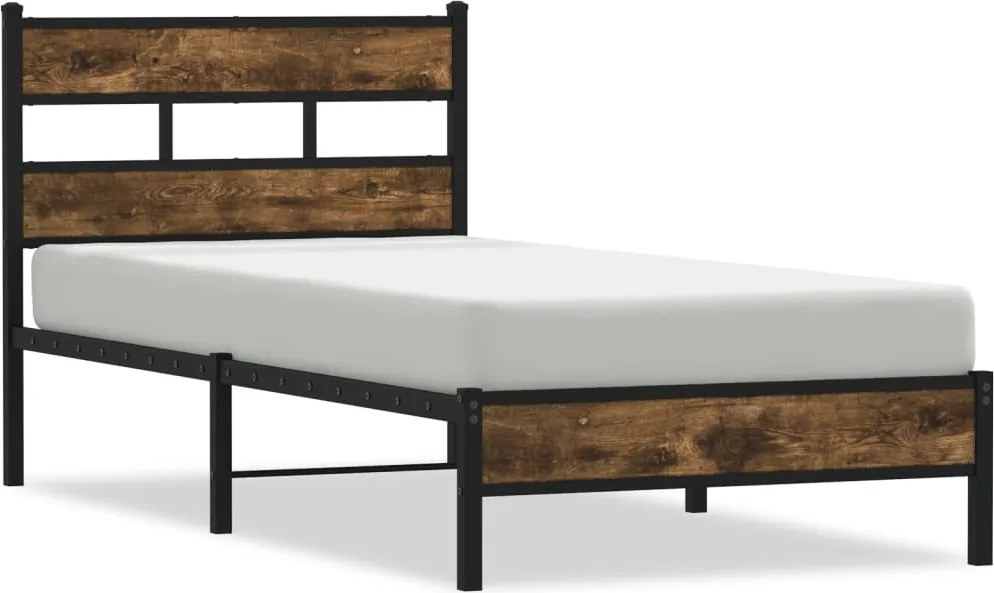 vidaXL sonoma tölgy színű fejtámlás ágykeret matrac nélkül 100x200 cm