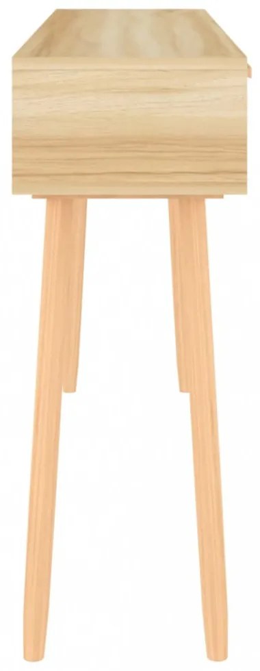 barna tömör fenyő és természetes rattan kisasztal 105x30x75 cm