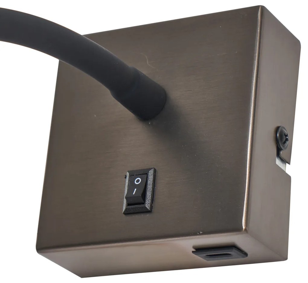 Modern fegyverszürke fali lámpa USB-C porttal - Gosna
