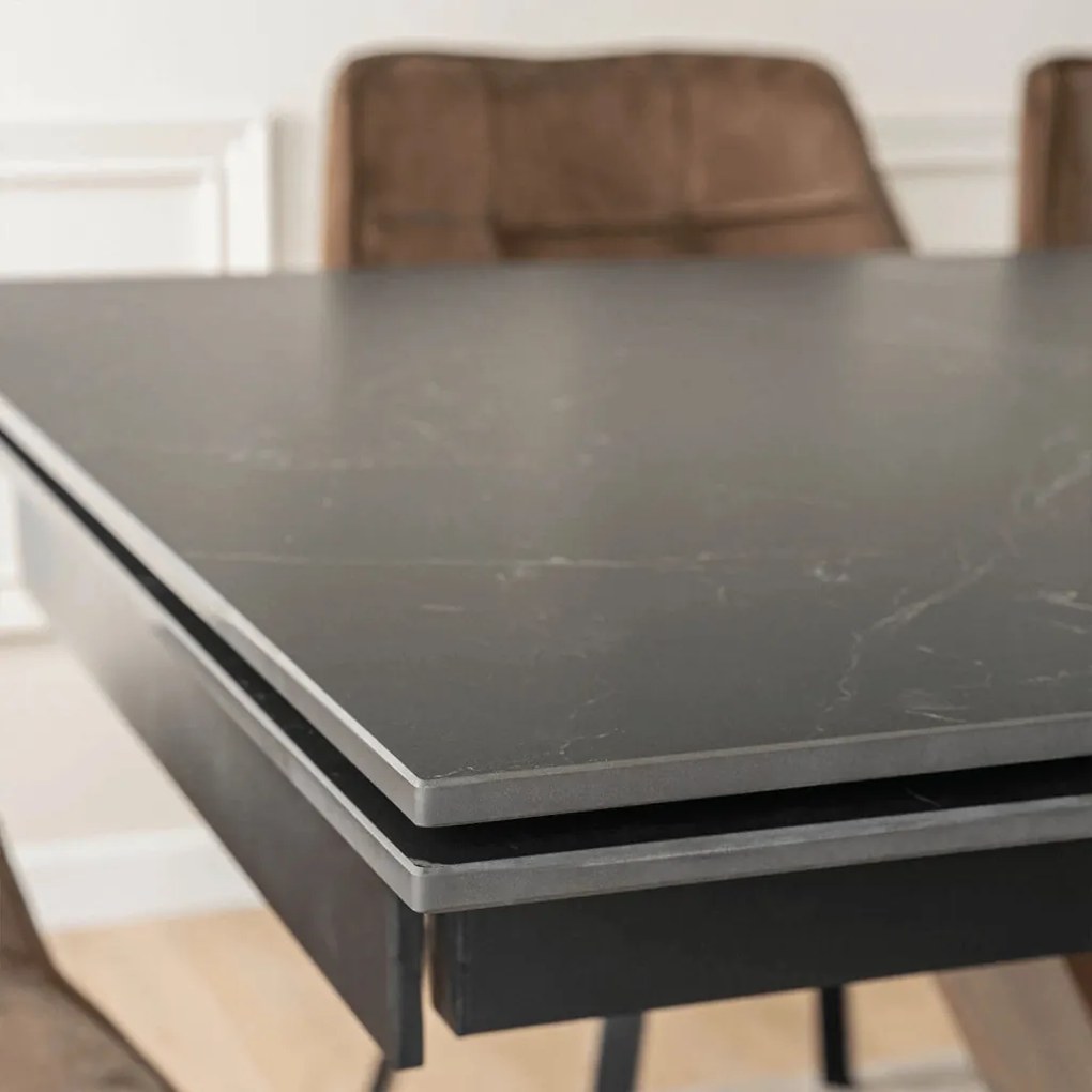 Stół REX 2 Ceramiczny Rozkładany 180-240 cm Czarny márvány/Orzech