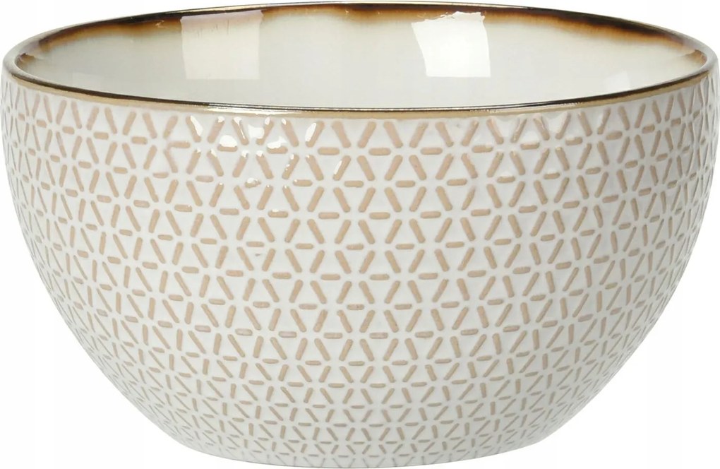 Kerámia tál 650 ml függőleges mintákkal és arany szegéllyel retro stílus