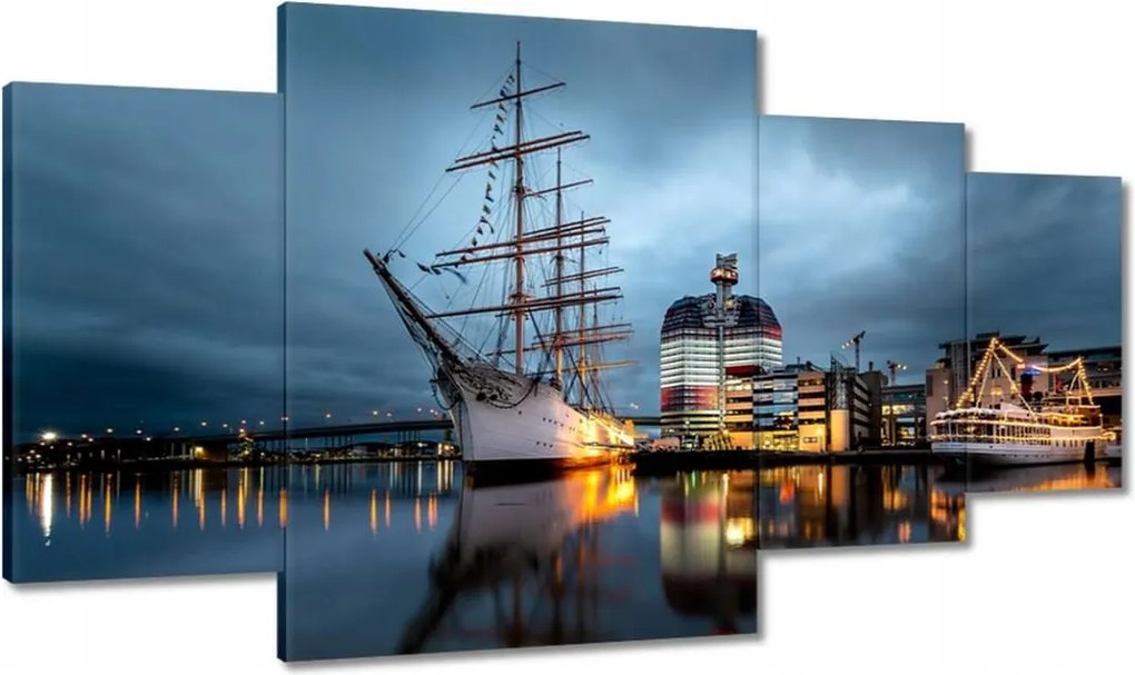 Festmények 160x90 Vitorláshajó a kikötőben éjszaka