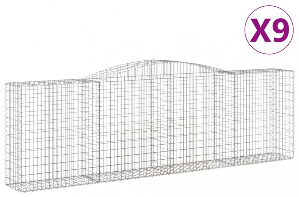9 db íves horganyzott vas gabion kosár 400x50x120/140 cm