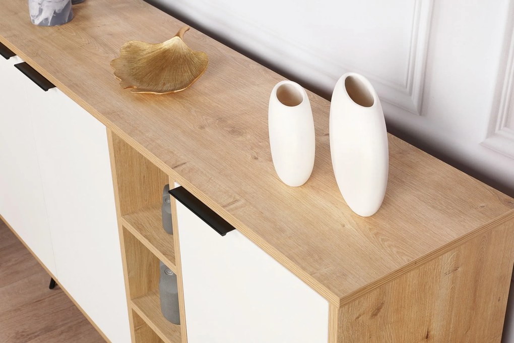 Konzolasztal Clara Console - Oak, Fehér