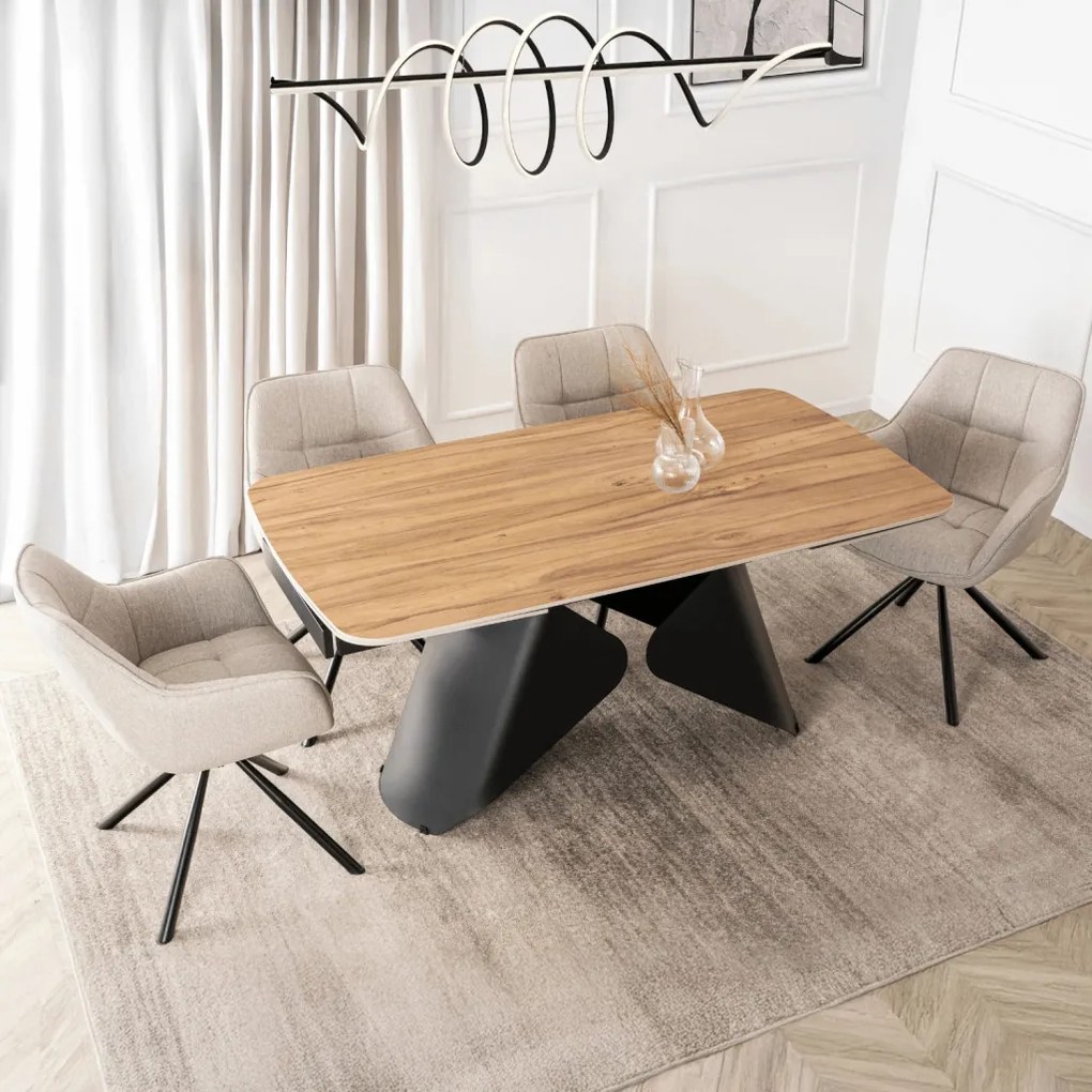 Bővíthető Kerámia Étkezőasztal Tölgy/Fekete Színben. VERONA 160–240 cm