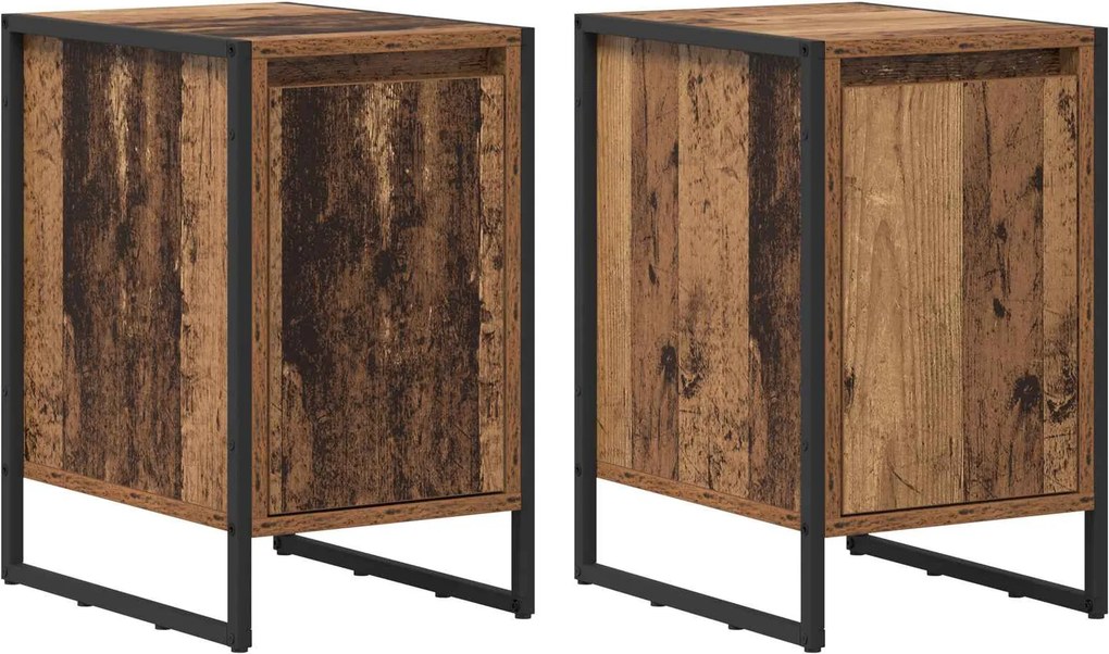 vidaXL Éjjeli asztal 2 pcs Öreg fa 39,5 x 30 x 50 cm Faanyag