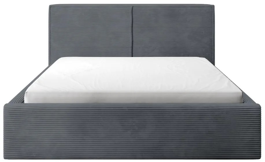 Franciaágy 140 cm Fatime (ágyráccsal) (tárolóhellyel) (szürke + fekete) . 1099181