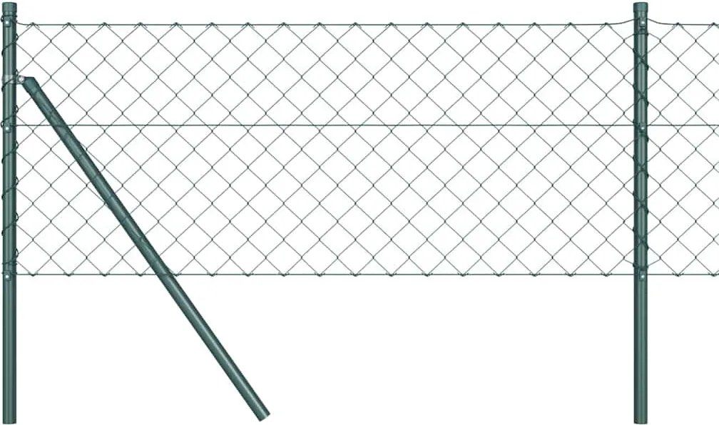 vidaXL Kerítésoszlop Zöld 25 x 0,4 m (60 x 60 mm rács) Acél és PVC