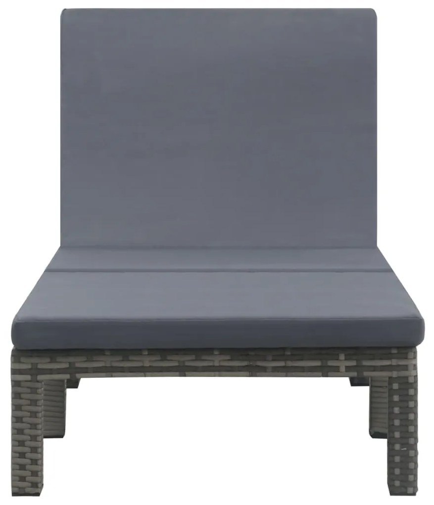 Antracitszürke polyrattan napozóágy párnával