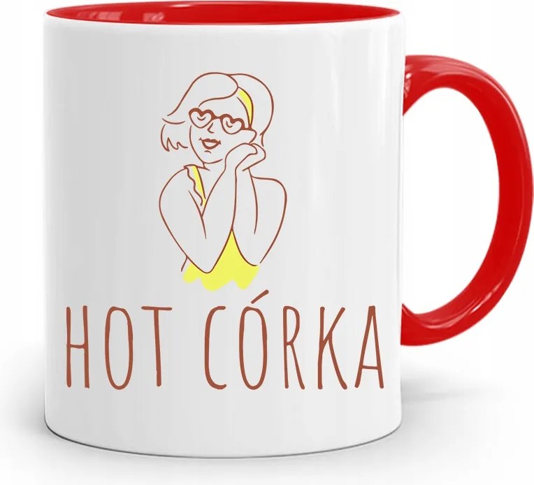 Piros Bögre Ajándék Lányának Hot Lánya! fényképes nyomattal