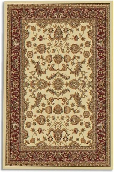 Hagyományos szőnyeg nappaliba, 160x230 cm, klasszikus krémszínű-piros mintával