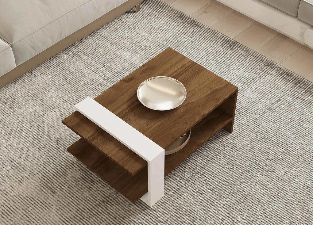 Dohányzóasztal Gaye - Walnut, White