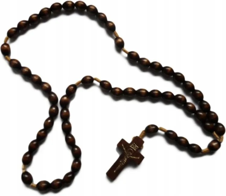 Fa rózsafüzér zsinóron Barna Sötét