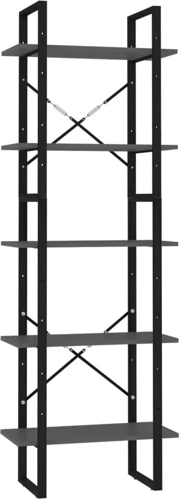 vidaXL 5 szintes szürke szerelt fa könyvszekrény 60 x 30 x 175 cm