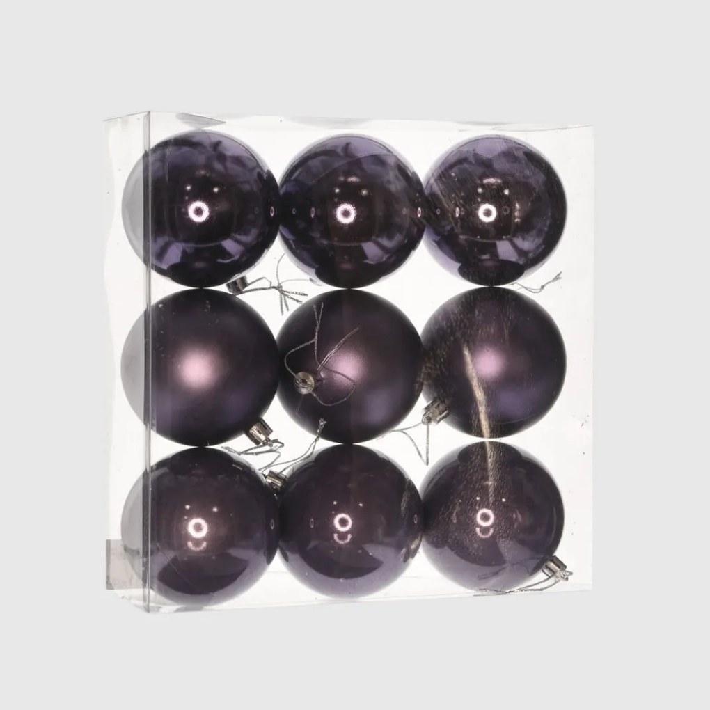 Lila műanyag karácsonyi gömb szett 9x8cm