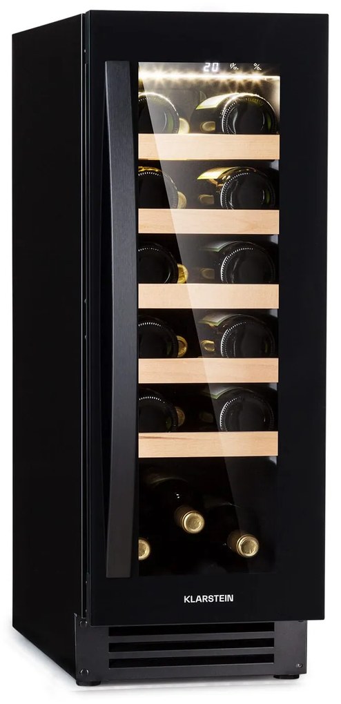 Klarstein Vinovilla 20, beépített borhűtő, 50 liter, 20 palack, üvegajtó, rozsdamentes acél