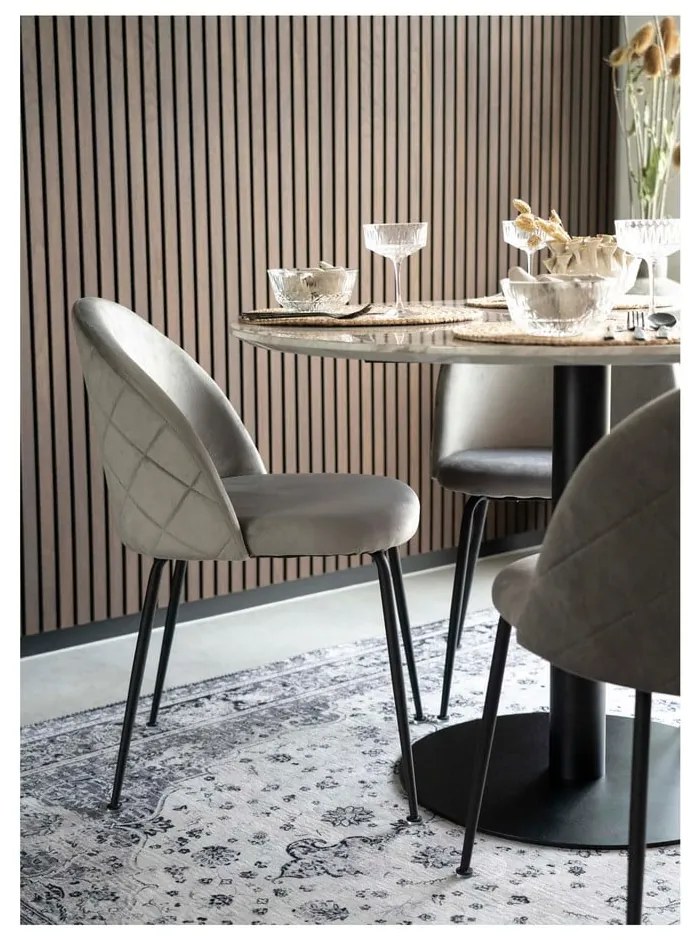 Világosszürke bársony étkezőszék szett 2 db-os Geneve – House Nordic