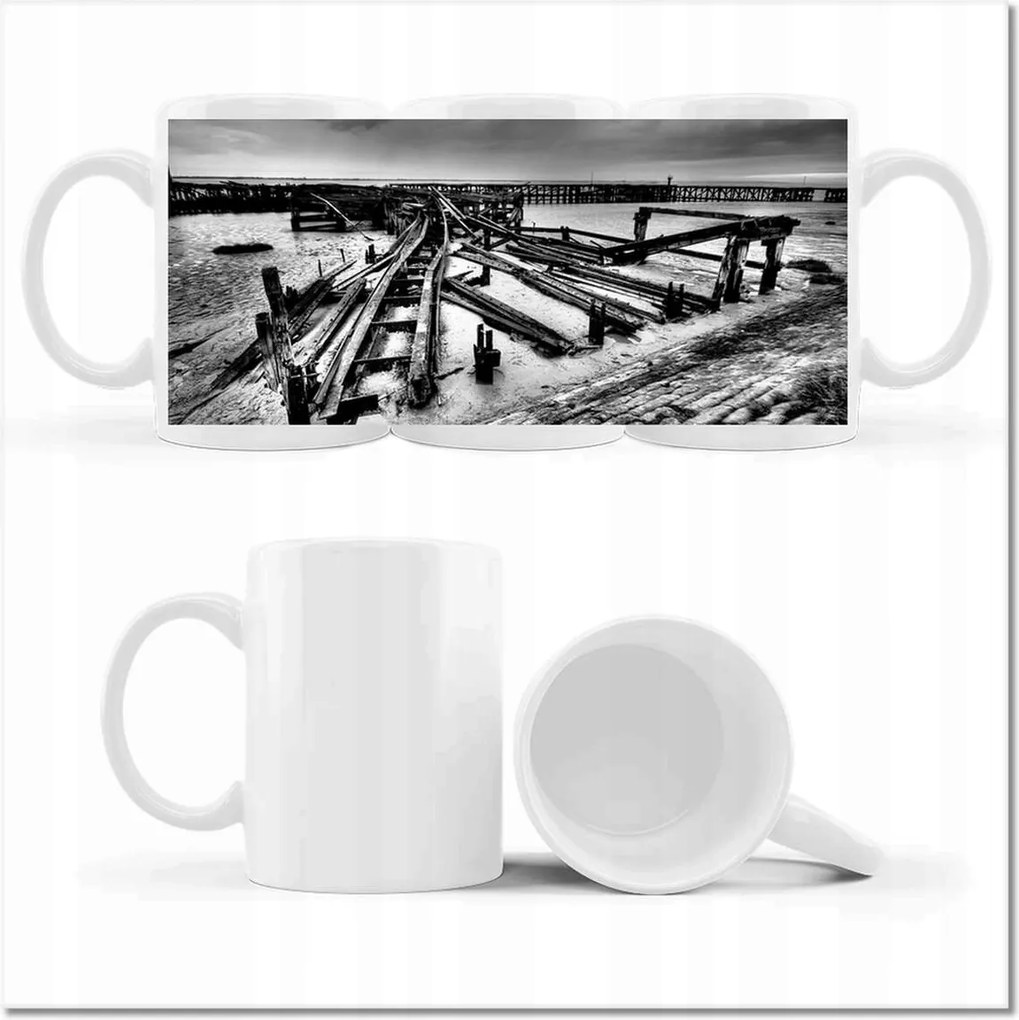 Horgászcsónak sín fényképes bögre