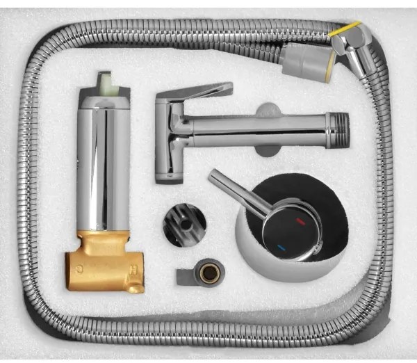 REA-B4106-Bidet. bidécsaptelep kézi zuhannyal falba süllyesztett beépítéshez LUNGO fényes króm