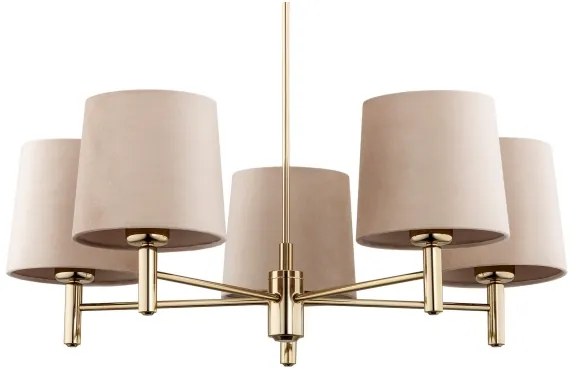 Argon 2105 - Csillár rúdon PONTE 5xE27/15W/230V sárgaréz/bézs