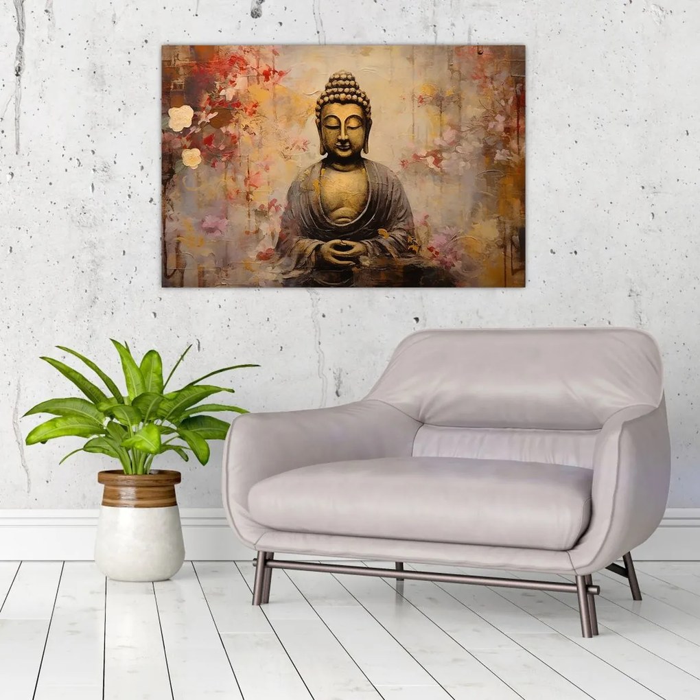 Kép - Buddha, festészet (90x60 cm)