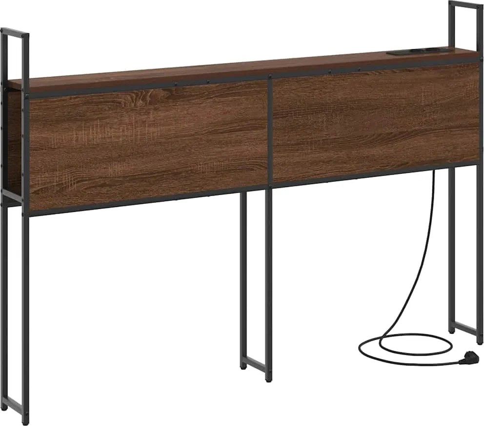vidaXL Tárolós Fejtámla Töltő Állomással barna tölgy 123 x 15 x 98 cm