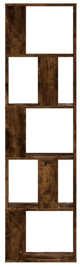 5 szintes füstös tölgy szerelt fa könyvespolc 45x23,5x162,5 cm