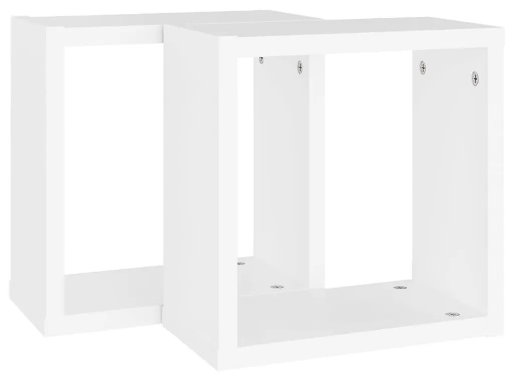 2 db fehér fali kockapolc 30 x 15 x 30 cm