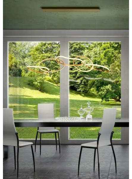 Redo 01-3392 - Dimmelhető LED csillár acélsodronyon BIAS LED/120W/230V aranyszínű