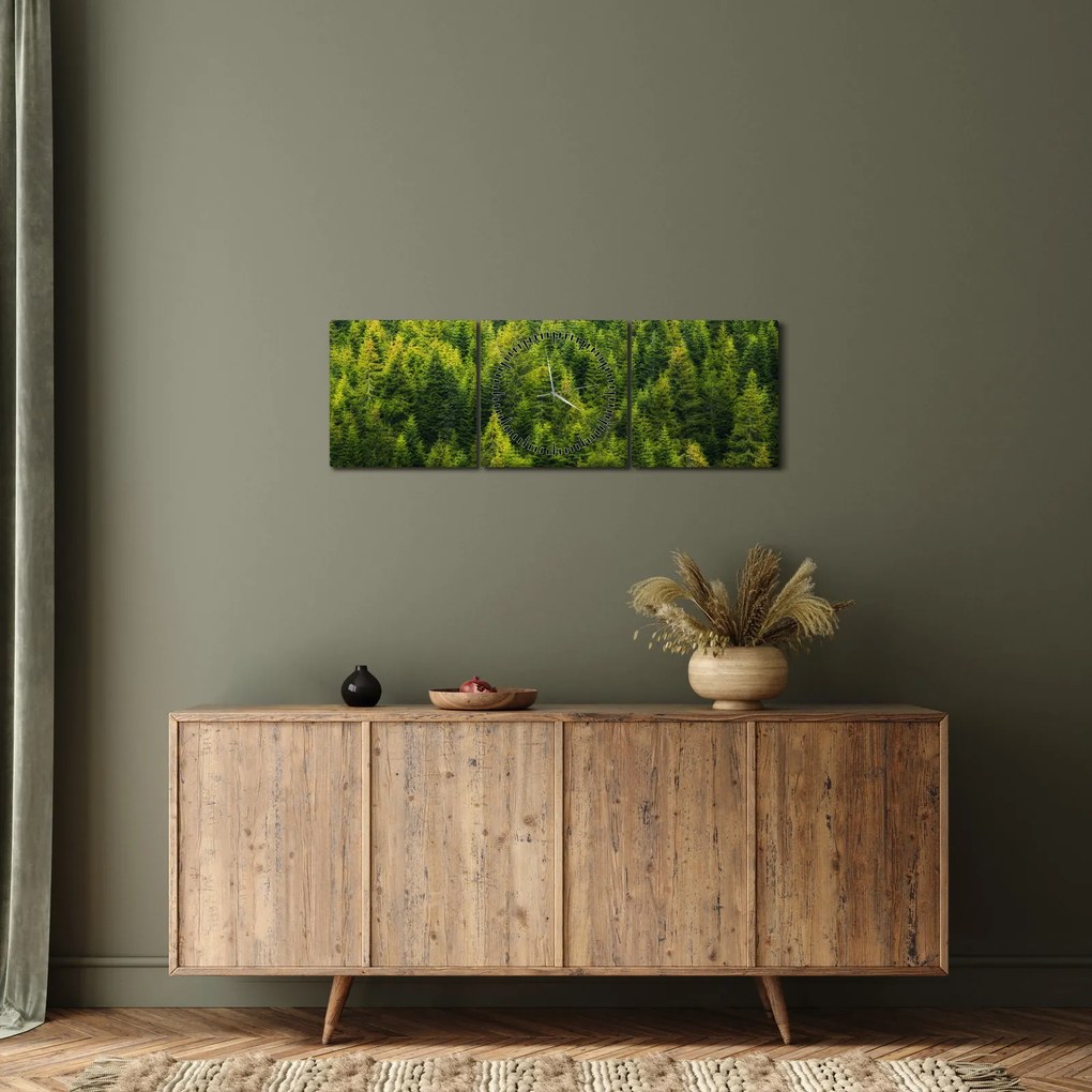 Kép - sűrű erdő (órával) (90x30 cm)