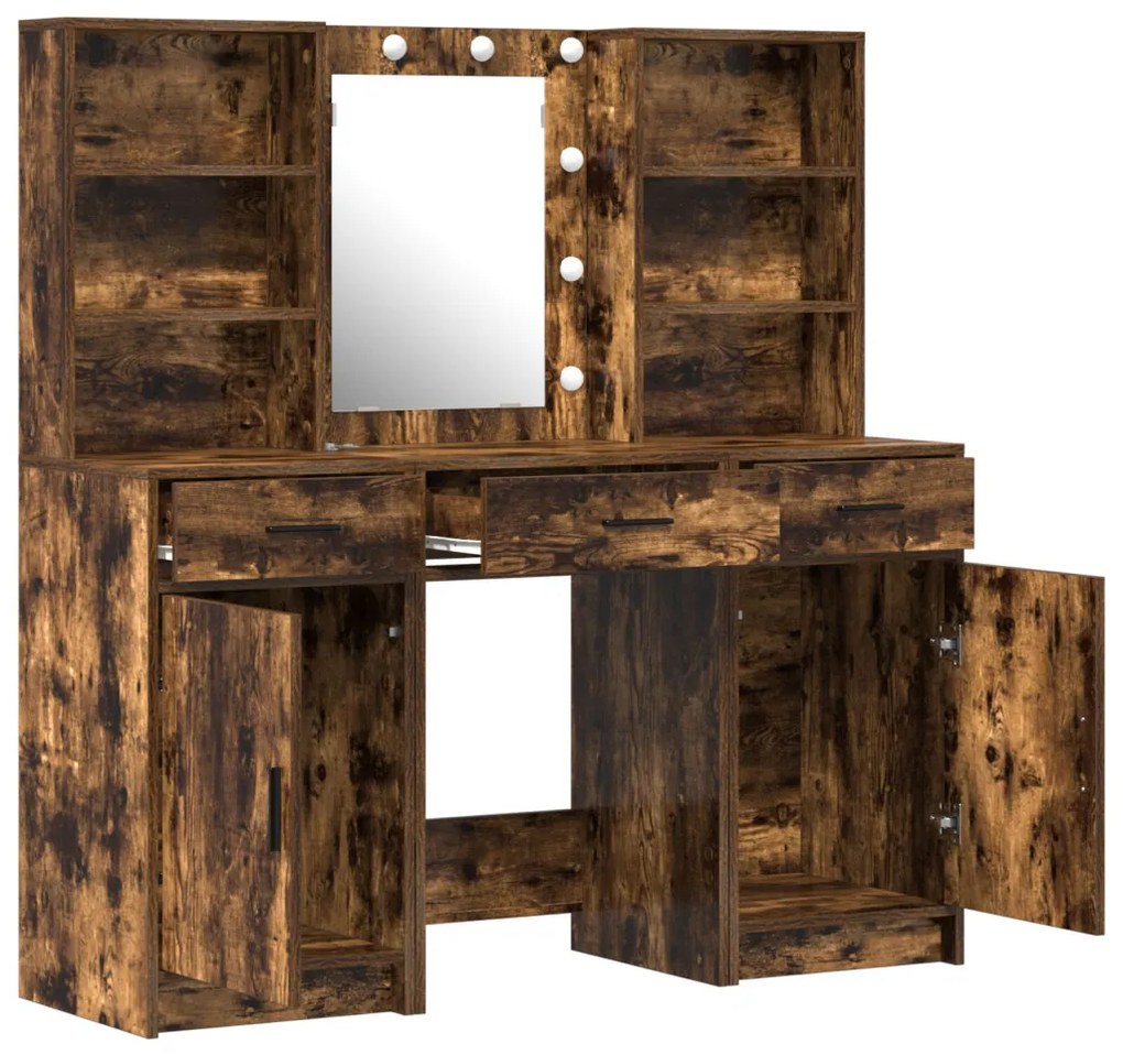 Sminkasztal Készlet 3 pcs Füstölt tölgy 50 x 41 x 135 cm