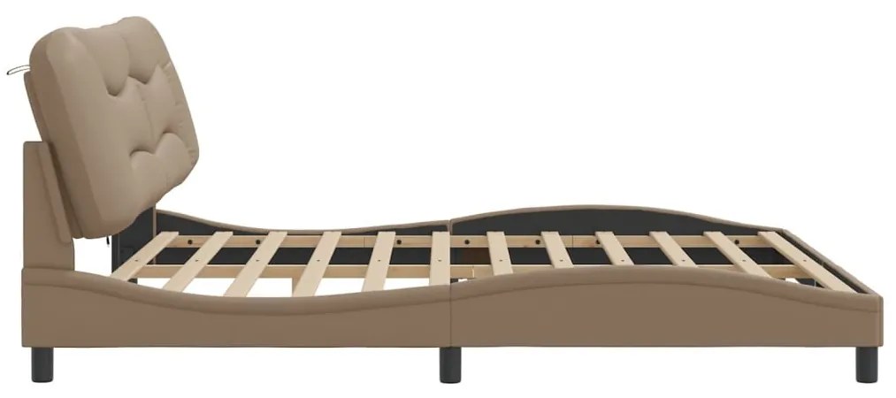 cappuccino színű műbőr ágykeret LED-világítással 200 x 200 cm