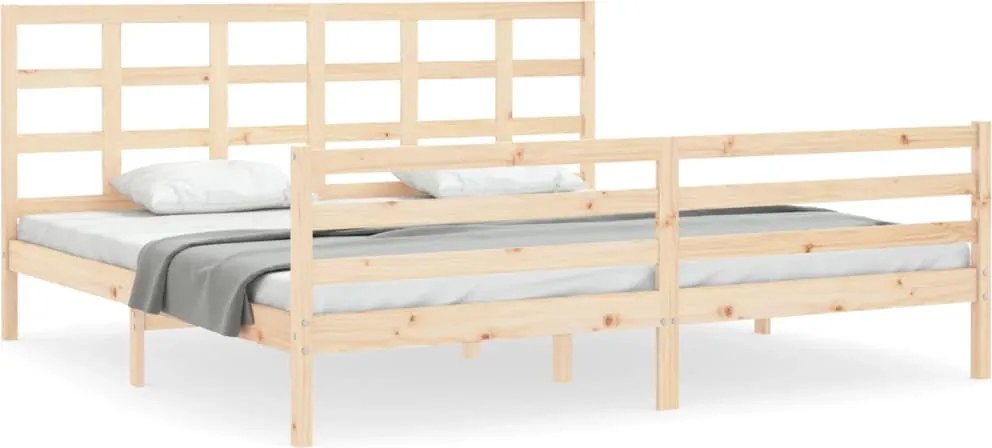 vidaXL tömör fa ágykeret fejtámlával 200 x 200 cm