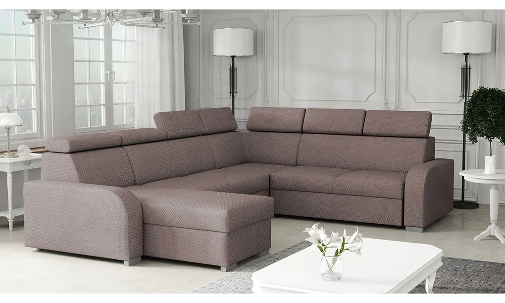Sarokkanapé U Lyseri 2rR2pLC (barnásszürke) (tárolóhellyel). 1104922