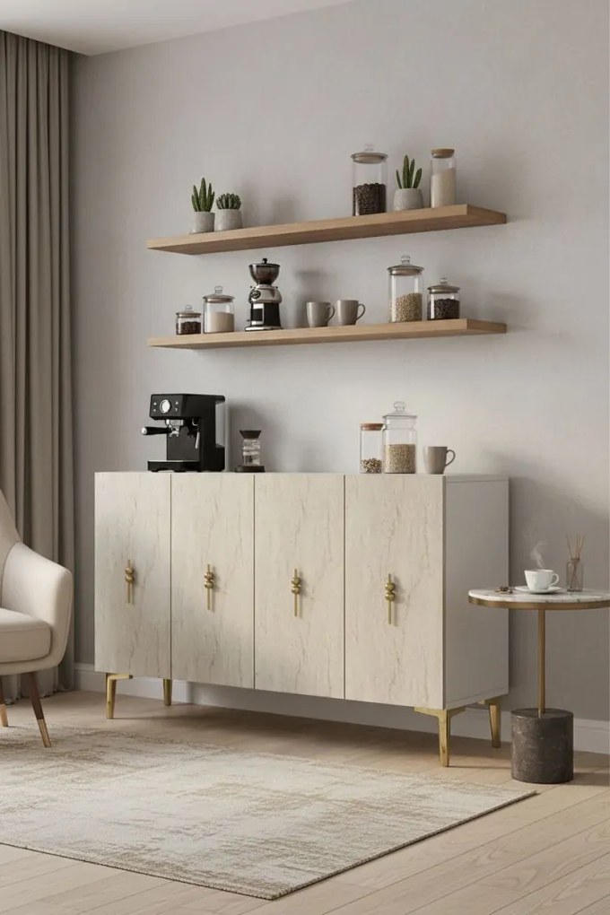 Salkım 120 - White, Travertine, Gold
