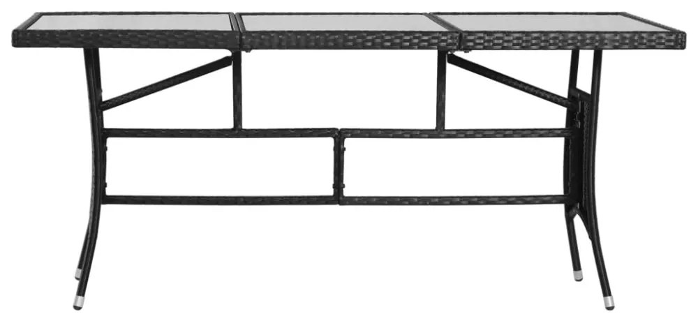 fekete polyrattan kerti asztal 170 x 80 x 74 cm