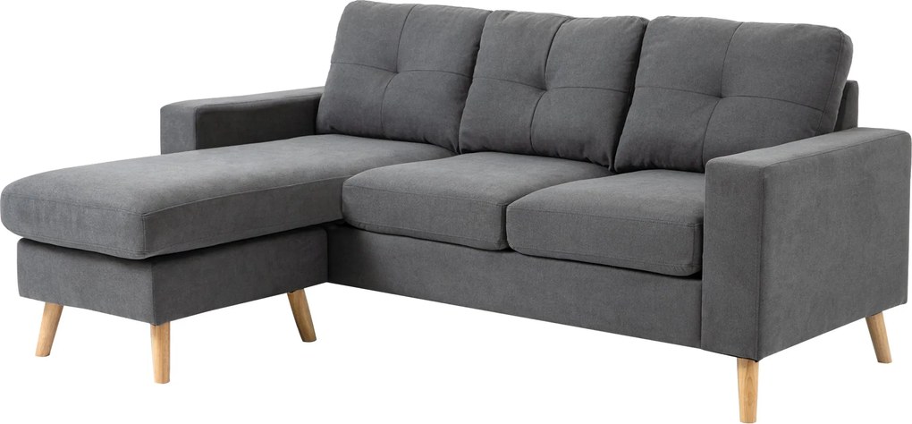 HOMCOM L-alakú Szövet Kanapé, Vászon Stílusú Sarokkanapé 3 Fő Részére, Sötétszürke, 193 x 136 x 85 cm | Aosom